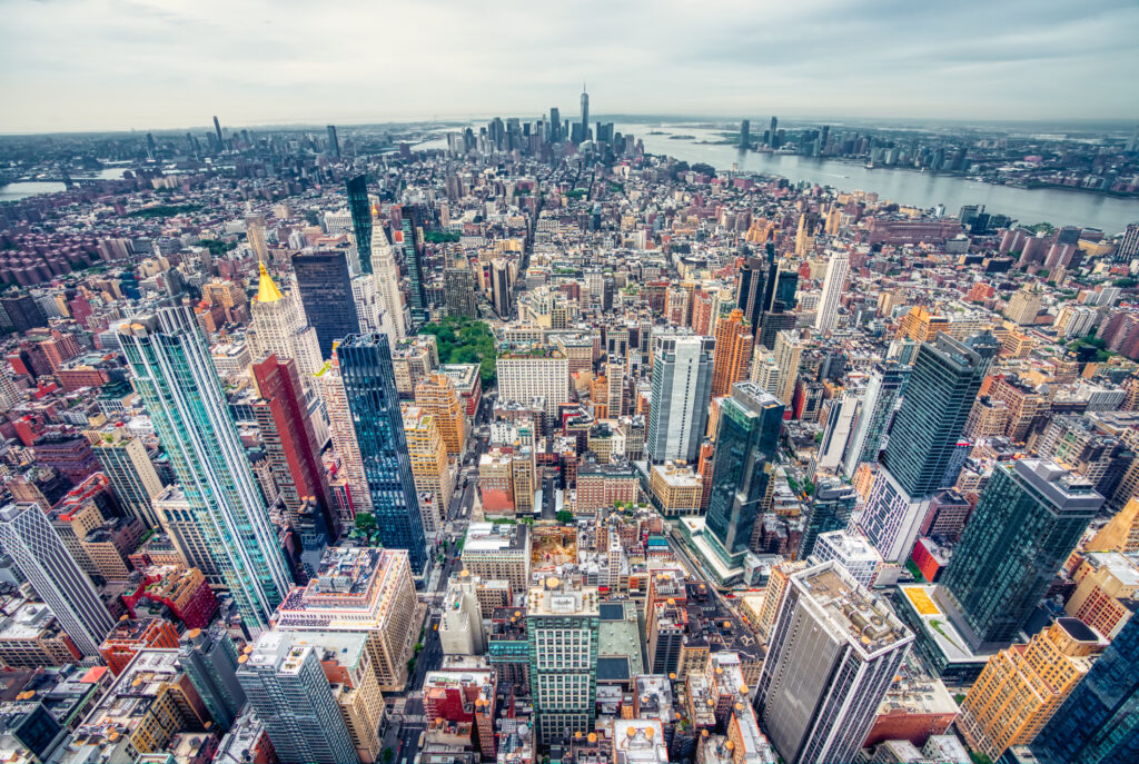 View of tall buildings in New York, New York USA
